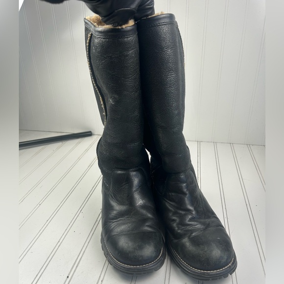 UGG Brooks Tall Black Leather Women's Casual Boots Size 9 SEE PHOTOS - Picture 5 of 15